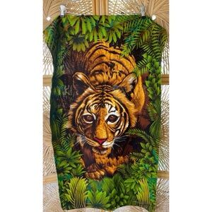 Vintage 70s Tiger Print Fabric Panel Wesco-Reltex Safari Animal